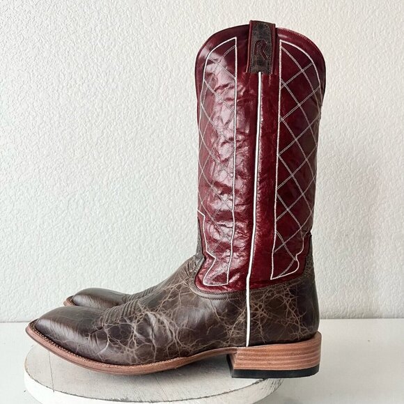 Rod Patrick Mens Cowboy Boots 14.5A Brown Mocha Bison Leather Western Square Toe - Picture 4 of 11